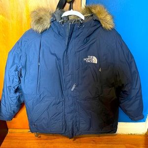 NORTH FACE HEAVY DUTY NAVY BLUE PARKA LARGE